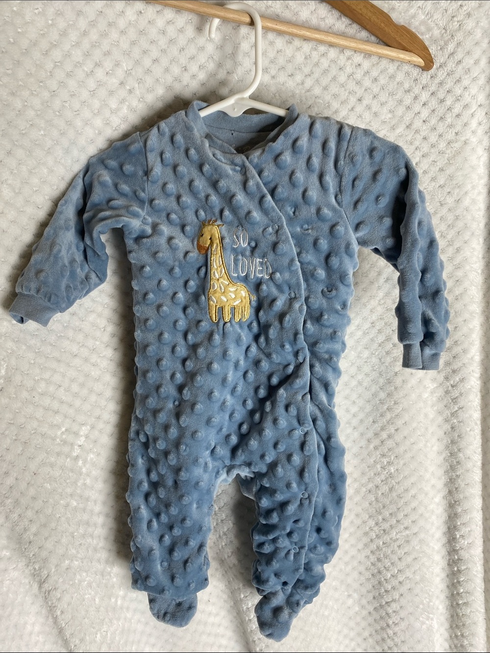So Loved Blue Plush Baby One Piece Footie Pajamas